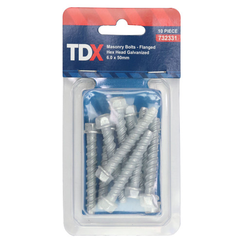 Masonry Bolts 6 X 50mm - Pack of 10