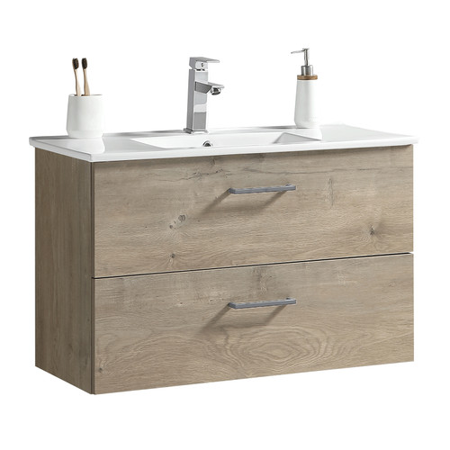 Novo Vanity Wall Cabinet Ceramic Top 750mm - Forest Grain