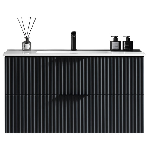 Soho Fluted Wall Vanity with Arc Top 800mm - Matte Black