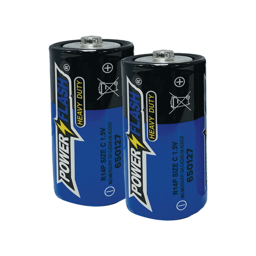 POWER FLASH Size C Battery Heavy Duty - Pack of 2