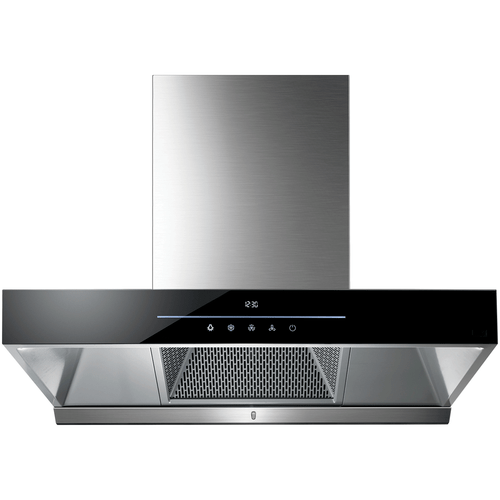 Vogue T-Canopy Rangehood Stainless Steel with Black Glass - 90cm