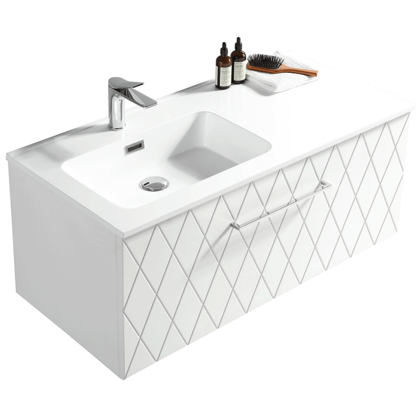 Hampton Wall Vanity with Top Moonlight White - 1010mm