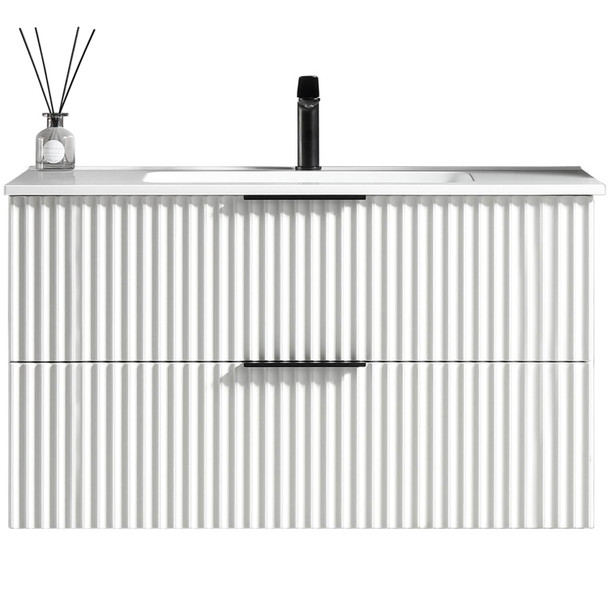 Soho Wall Vanity with Curve Top 1000mm - Moonlight White