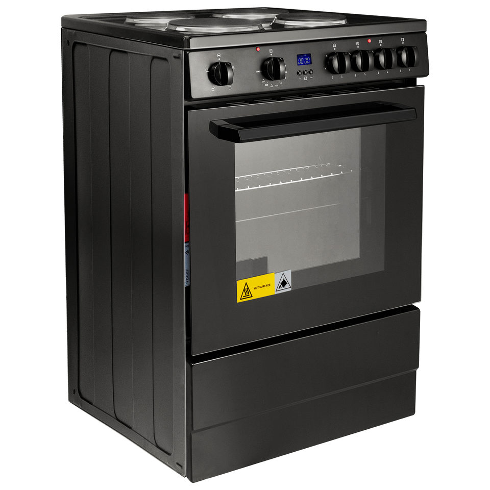 Vogue Freestanding Oven 60cm with Hotplates Black Trade Depot