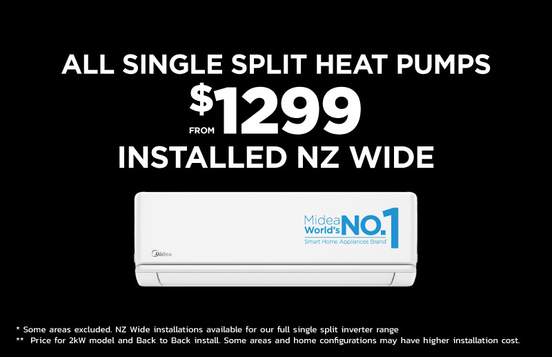 Single split heat pumps installed NZ wide from only $1299