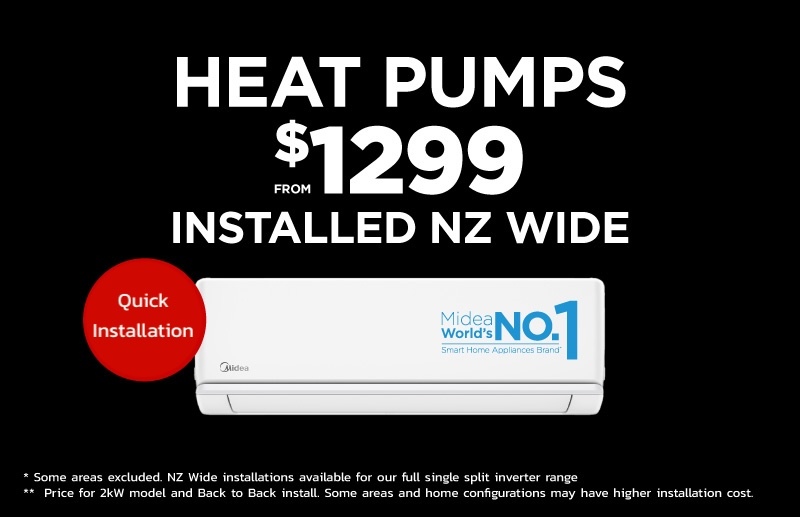 Single split heat pumps installed NZ wide from only $1299