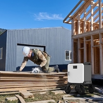Marstek M5000 on construction site with worker