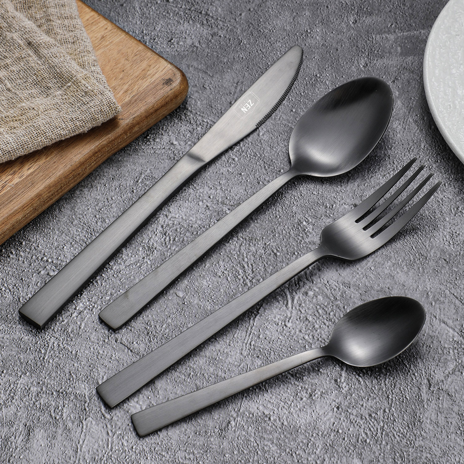 Cutlery Set Stainless Steel 16pcs - Black - Trade Depot