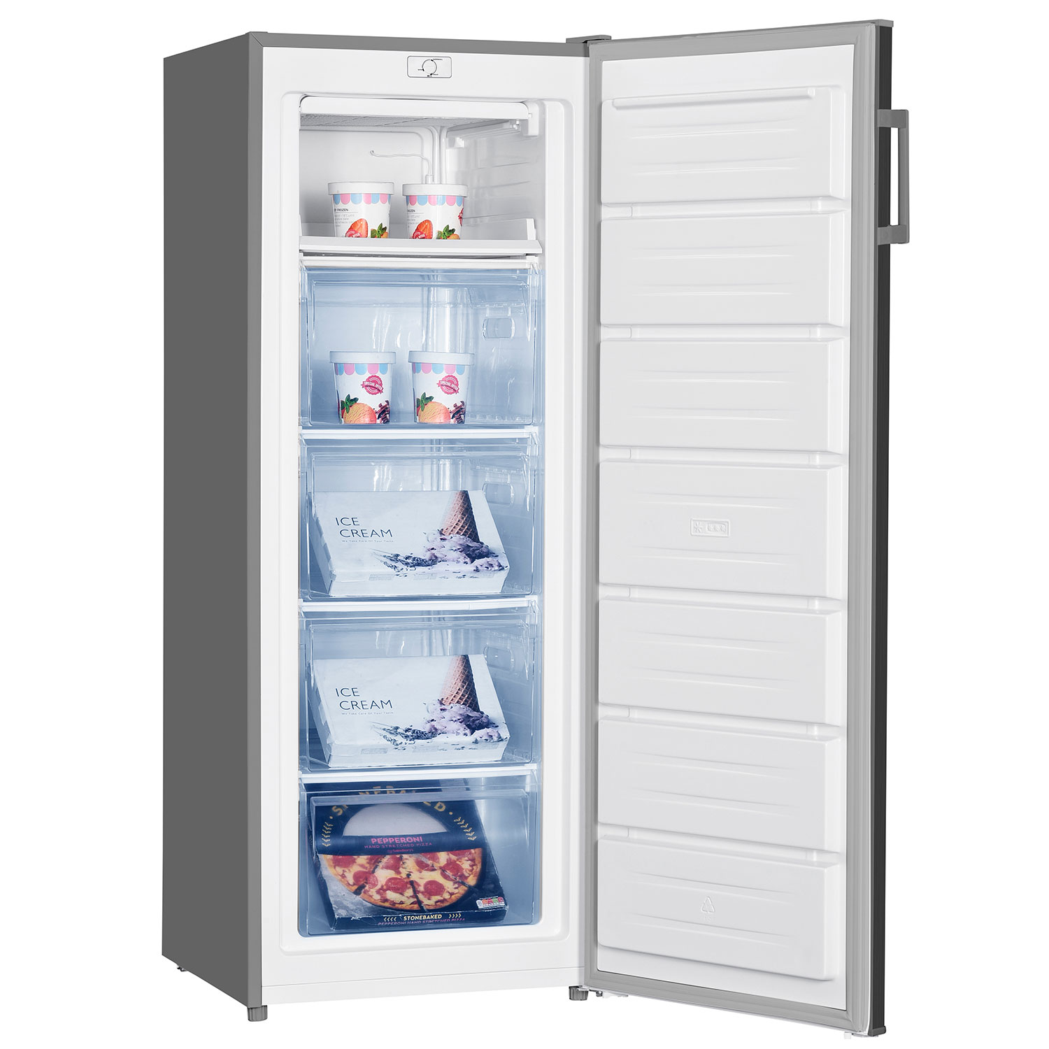 Iceland 545mm Upright Freezer 182L Brushed SS 3 Star - Trade Depot