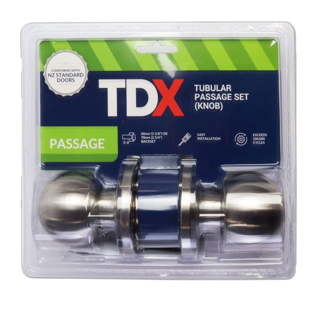 TDX Passage Knob Door Set - Stainless Steel - Trade Depot