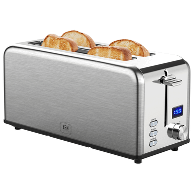 Zebra Toaster Zen Living 4-Slice Modern Toaster Long Slot with LED Display ...