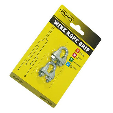Wire Rope Pick Fixworx Wire Rope Grip Zinc Plated 8mm - Pack of 2 - Trade Depot