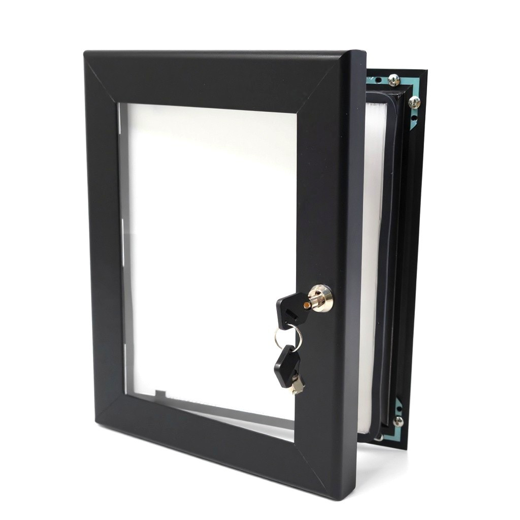 Lockable Sign Case Black Lockable Snap Frame Outdoor Poster Case A1–A4 Weatherproof Key ...