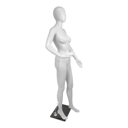 White Matt Female Faceless Display Egg Head Mannequin, full-height product view on a white background, gallery image 10 of 14