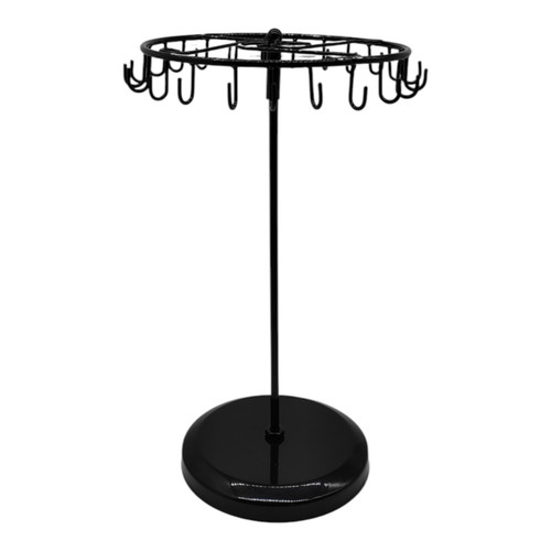 Rotating Jewellery Holder Stand (23 Hooks) | 34.8x20.5cm Metal Spinning Rack, full-height product view on a white background, balanced, centred square layout