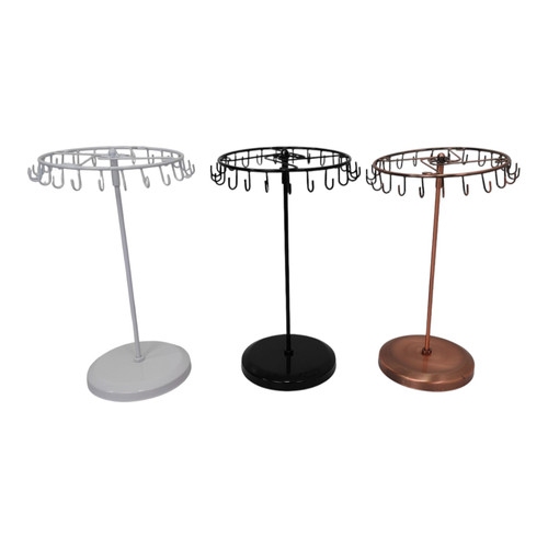 Rotating Jewellery Holder Stand (23 Hooks) | 34.8x20.5cm Metal Spinning Rack, product shown on a white background, standard product photograph
