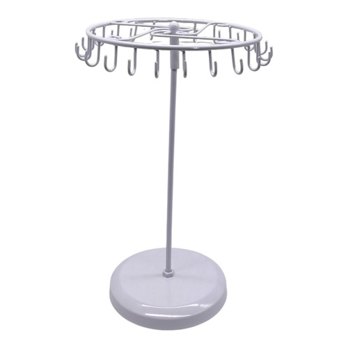 Rotating Jewellery Holder Stand (23 Hooks) | 34.8x20.5cm Metal Spinning Rack, full-height product view on a white background, gallery image 29 of 32