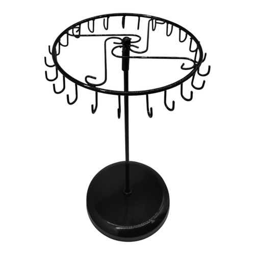 Rotating Jewellery Holder Stand (23 Hooks) | 34.8x20.5cm Metal Spinning Rack, full-height product view on a white background, gallery image 7 of 32