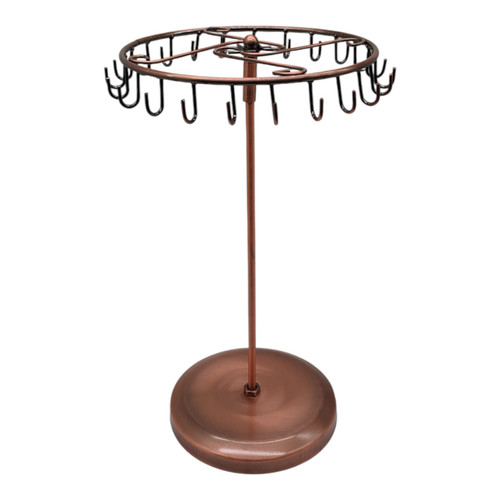 Rotating Jewellery Holder Stand (23 Hooks) | 34.8x20.5cm Metal Spinning Rack, full-height product view on a white background, gallery image 18 of 32