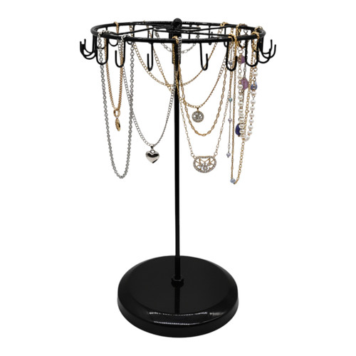 Rotating Jewellery Holder Stand (23 Hooks) | 34.8x20.5cm Metal Spinning Rack