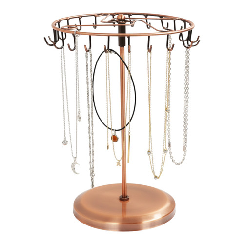 Rotating Jewellery Holder Stand (23 Hooks) | 34.8x20.5cm Metal Spinning Rack