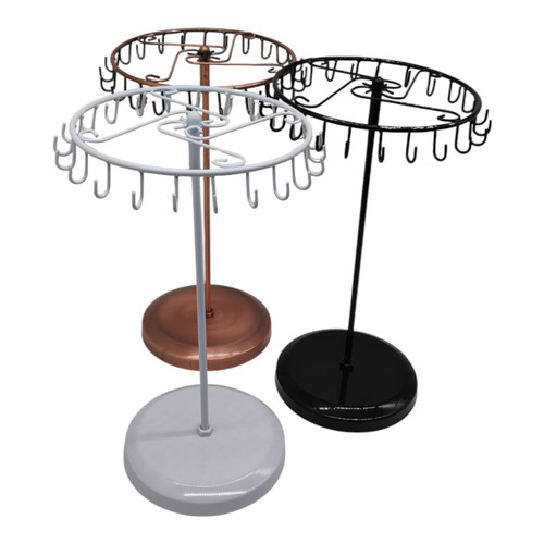 Rotating Jewellery Holder Stand (23 Hooks) | 34.8x20.5cm Metal Spinning Rack, close product view on a white background, tight, centred square layout