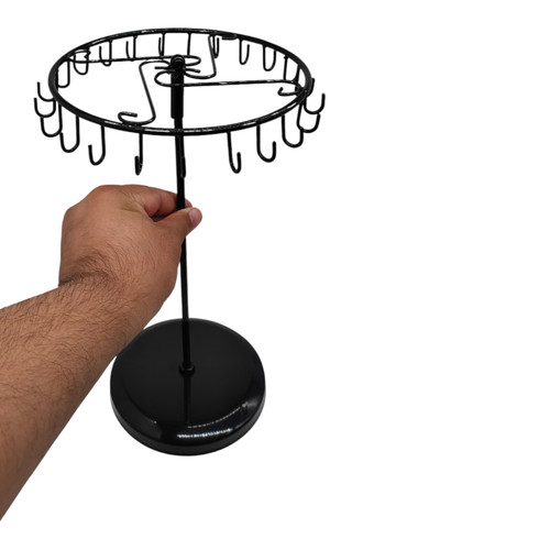 Rotating Jewellery Holder Stand (23 Hooks) | 34.8x20.5cm Metal Spinning Rack, full-height product view against a light background