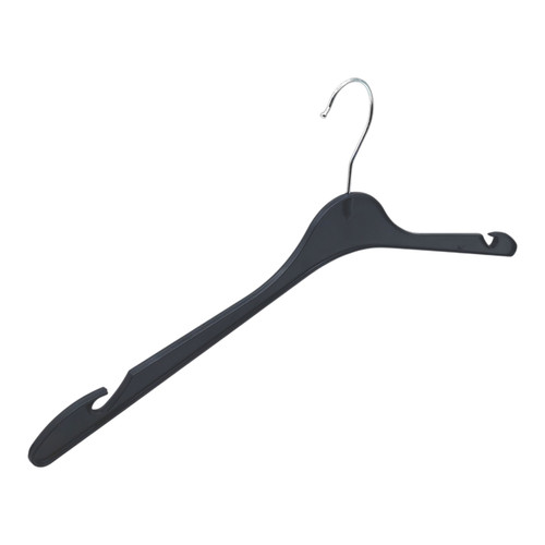 Plastic Coat Hanger 41cm Black – Slim Space-Saving Clothes Hanger with Notches