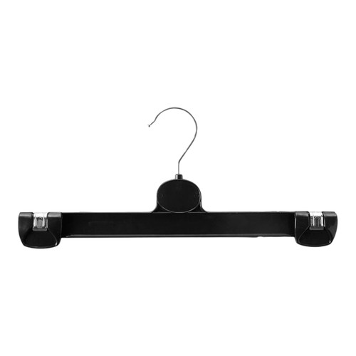 Plastic Children’s Straight Clip Hanger Black – 25cm & 31.5cm with Metal Locking Clips