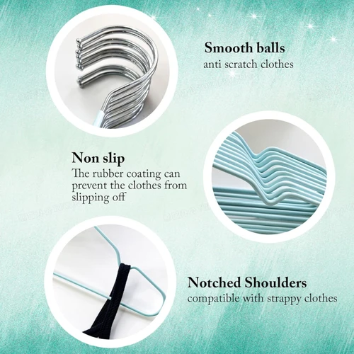 Non-Slip Metal Clothes Hanger 40cm with Rubber Coating, close product view against a light background