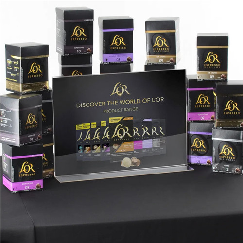 Acrylic Double-Sided Sign Holder Portrait & Landscape, printed product shown against a coloured background