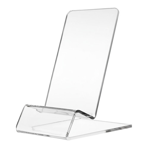 Heavy Duty Acrylic Phone & Tablet Display Stand, close product view on a white background, balanced, centred square layout