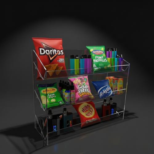 Clear Acrylic 3 Tier Confectionery Display Stand for Candy, Sweets & Chocolate Bars