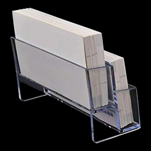 Clear Acrylic 2-Tier Business Card Holder – 100 Card Capacity Desktop Display Stand
