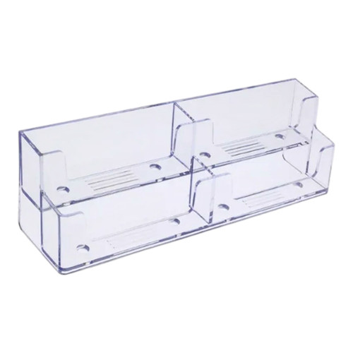 Clear Acrylic 2-Tier 4 Pocket Business Card Holder – Free-Standing 200 Capacity