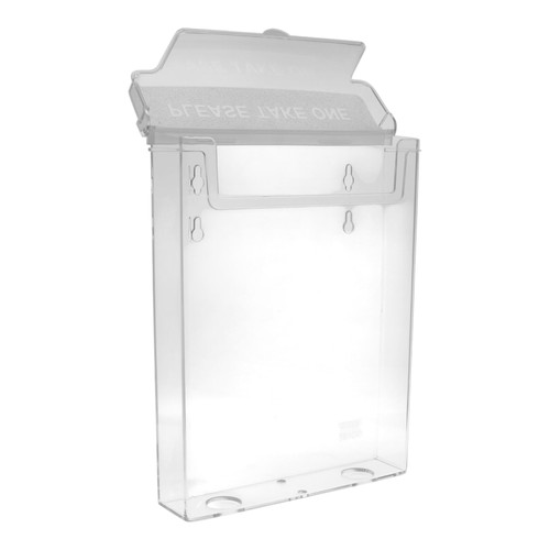 Taymar Clear Outdoor Brochure Holders with Lid, product shown on a white background, full-height product photograph