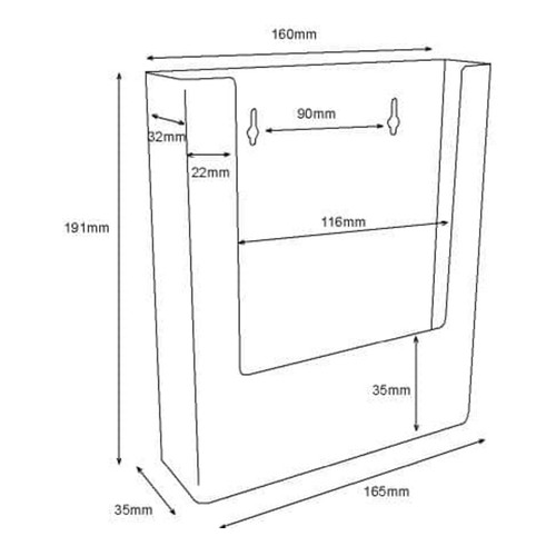 Clear Wall-Mounted Leaflet Holders, close product view on a white background, balanced, centred square layout