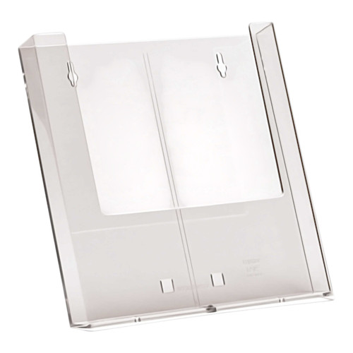 Clear Wall-Mounted Leaflet Holders, close product view on a white background, tight, centred square layout