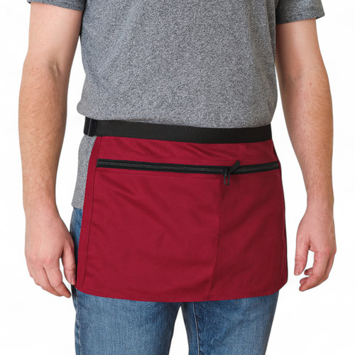 Market Stall Money Belt Waist Pouch – 4 Pockets, Adjustable Strap,Burgundy