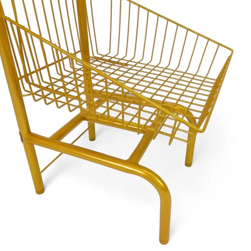 3 Tier Golden Wire Basket Stand–Freestanding Display Rack for Bread,Snacks & More, standard product photograph