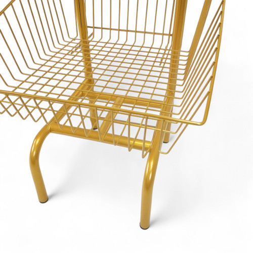3 Tier Golden Wire Basket Stand–Freestanding Display Rack for Bread,Snacks & More