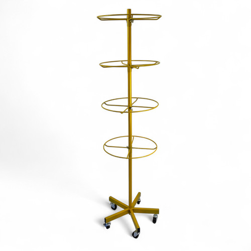 4 Tier Rotating Golden Metal Display Rack for Jewelry, Socks & Lingerie
