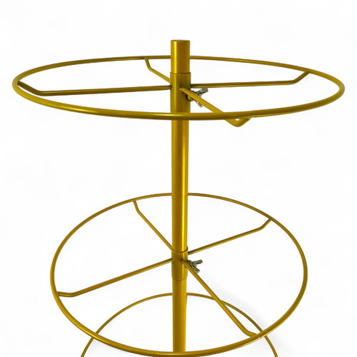 4 Tier Rotating Golden Metal Display Rack for Jewelry, Socks & Lingerie, close product view on a white background