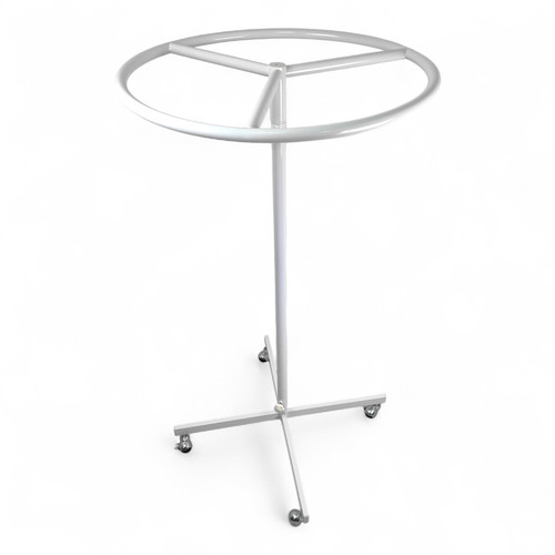 White Circular Clothes Rail Stand 360° Adjustable Height Retail Display Rack