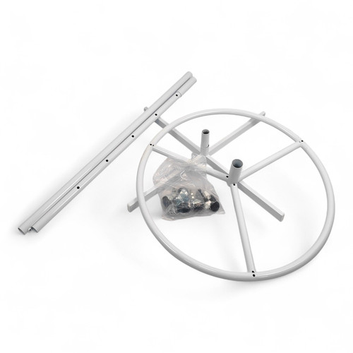 White Circular Clothes Rail Stand 360° Adjustable Height Retail Display Rack