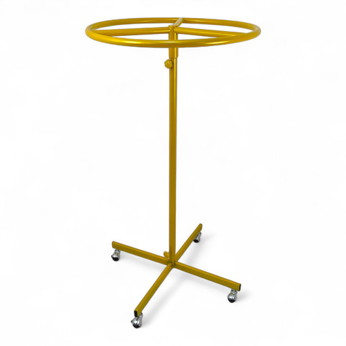 Golden Circular Clothes Rail Stand 360° Adjustable Height Retail Display Rack