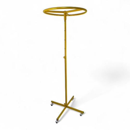 Golden Circular Clothes Rail Stand 360° Adjustable Height Retail Display Rack