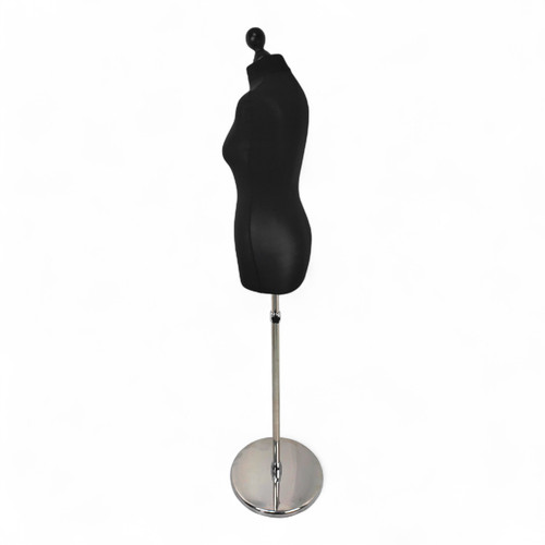 Female Display Bust Tailors Dummy–Adjustable Height,Black Torso with Chrome Base