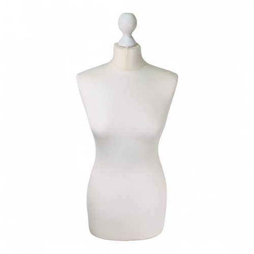Female Display Bust Tailors Dummy–Adjustable Height,Cream Torso with Chrome Base