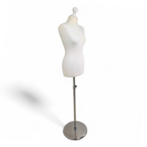 Female Display Bust Tailors Dummy, base detail on a white background, balanced, left-balanced square layout